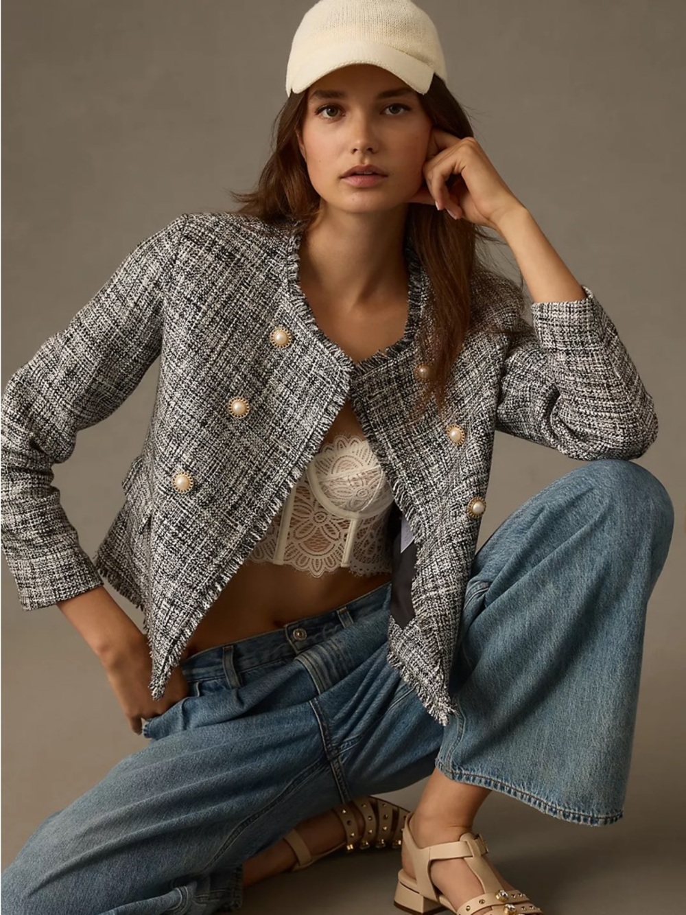 Maeve Double-Breasted Tweed Jacket